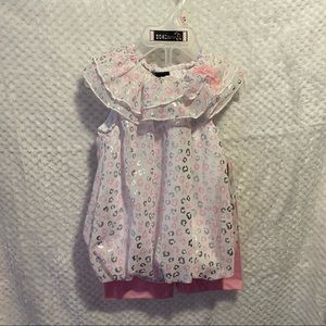 NWT - Shorts & Dress, Matching Outfit Set, Silky & Glittery Silver & Pink Spots